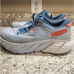 Hoka Blue and White Shoes